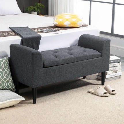 Upholstered storage bench, 130 kg capacity, dark grey