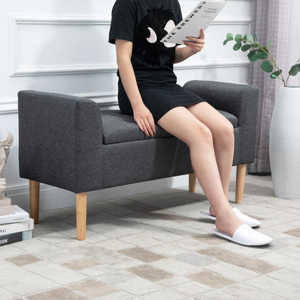 Upholstered storage bench, 130 kg capacity, dark grey