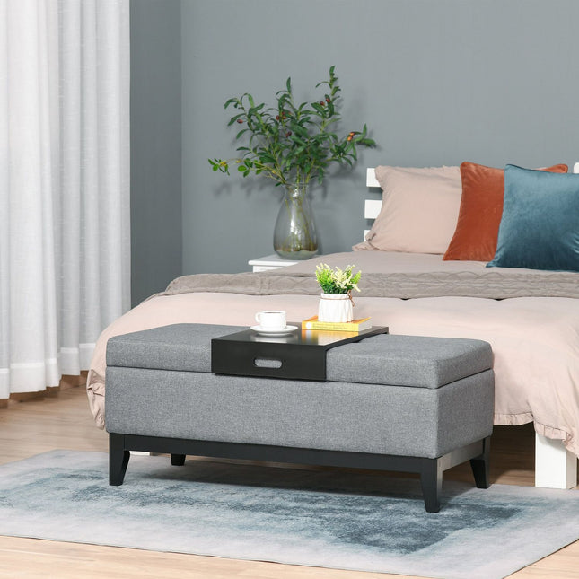 Gepolsterte Aufbewahrungsbank, beige, 120 kg Tragkraft