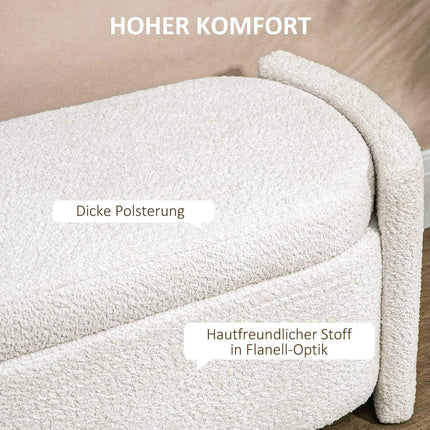 Cremefarbene Samt-Sitzbank mit Stauraum und Deckel - 105 x 44 x 45,5 cm