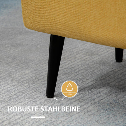 Sitzbank, Truhenbank, gepolsterte Bank, Leinen-Optik, bis 150 kg, 101 x 38,5 x 44,5 cm, gelb