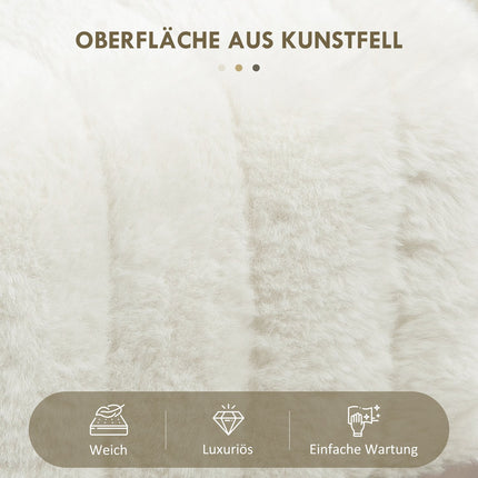 Gepolsterte cremefarbene Bank mit Metallbeinen, Kunstfell-Optik