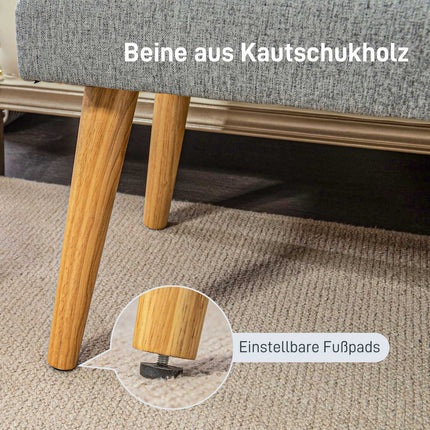 Graue Polsterbank mit Knopfheftung, 120x41x43 cm