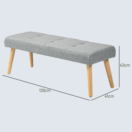 Graue Polsterbank mit Knopfheftung, 120x41x43 cm