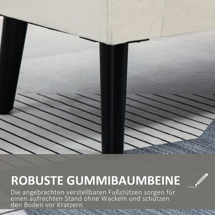 Cremeweiße Samtbank mit Stauraum