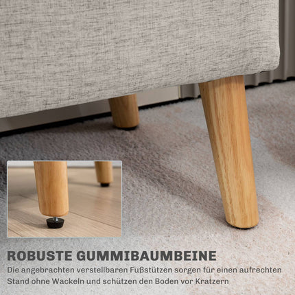 Beige gepolsterte Aufbewahrungsbank – Leinenoptik, 110x39x45 cm