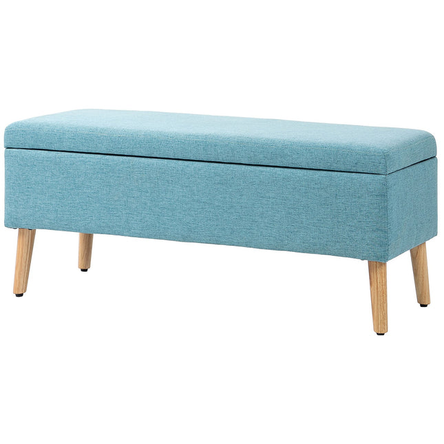Blauer Polsterhocker mit Stauraum - 110 x 39 x 45 cm