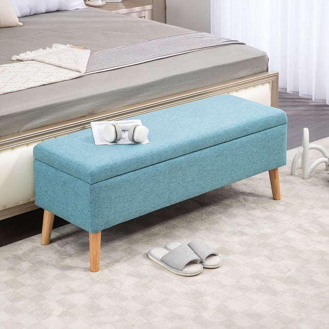 Blauer Polsterhocker mit Stauraum - 110 x 39 x 45 cm