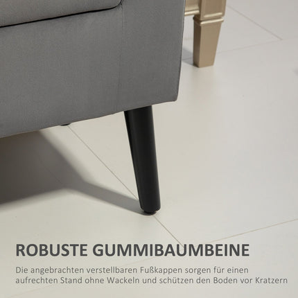 Gepolsterte dunkelgraue Bank mit Stauraum, Armlehnen – 46 cm Sitzhöhe