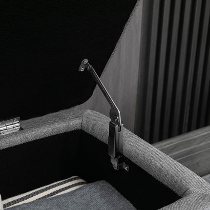 Sitzbank mit Stauraum in Leinenoptik, Stahlbeine, 102 x 40 x 44 cm