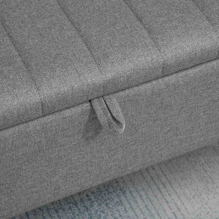 Sitzbank mit Stauraum in Leinenoptik, Stahlbeine, 102 x 40 x 44 cm