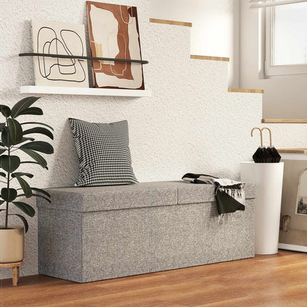 Klappbare Polsterbank, Leinen-Optik, 110x38x38 cm dunkelgrau
