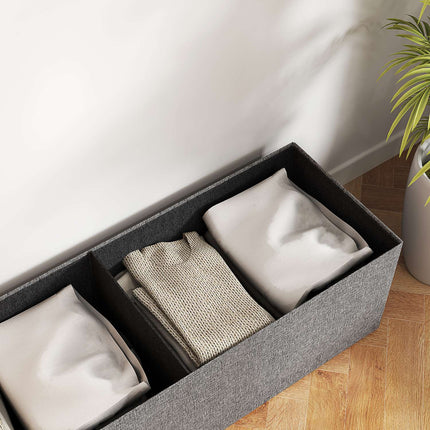 Klappbare Polsterbank, Leinen-Optik, 110x38x38 cm dunkelgrau