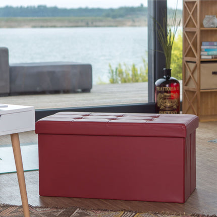 Bench with storage space in artificial leather