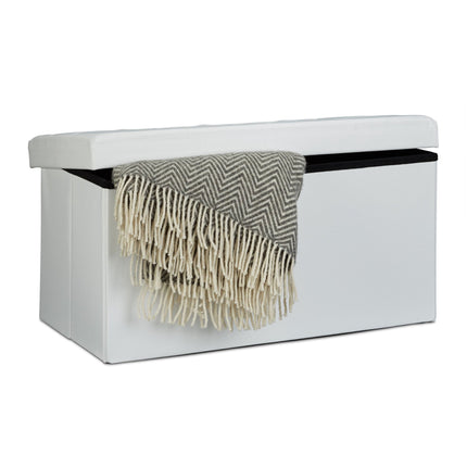 Bench with storage space in artificial leather