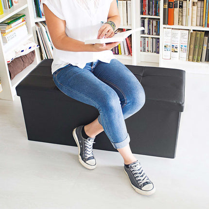 Bench with storage space in artificial leather