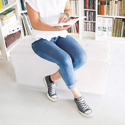 Bench with storage space in artificial leather