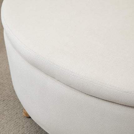 Ovale gepolsterte Aufbewahrungsbank – Samt-Optik, beige, 71x51,5x42 cm