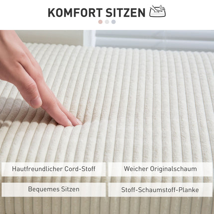 Beige gepolsterte Aufbewahrungsbank, Stahlbeine, 112 x 42 x 40 cm