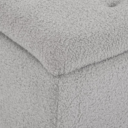 Banc avec rangement, banc rembourré avec couvercle à charnière, aspect velours, banc coffre, pour salon, chambre, gris, 95 x 38 x 45 cm