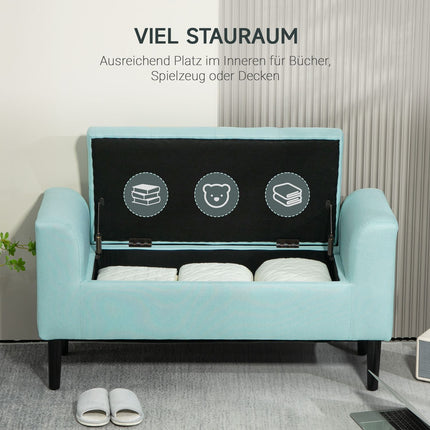 Sitzbank mit Stauraum, Leinenoptik, belastbar bis 130 kg