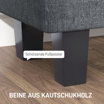 Banc avec rangement, banc rembourré aspect lin, pieds en bois, banc de lit moderne pour couloir, chambre, salon, 138 x 40 x 45 cm, gris foncé
