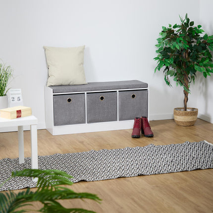 Bench with upholstery and 3 compartments
