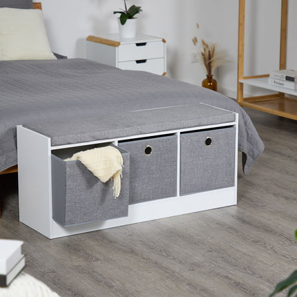 Bench with upholstery and 3 compartments