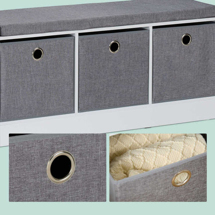 Bench with upholstery and 3 compartments