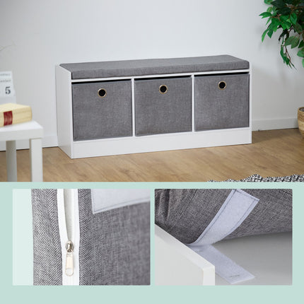 Bench with upholstery and 3 compartments
