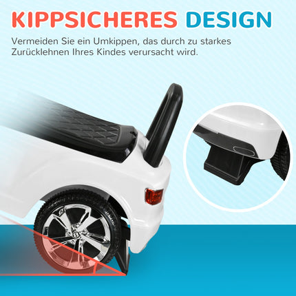 Weißes Rutschauto für Kinder – mit Hupe & Kippschutz, ab 18 Monaten