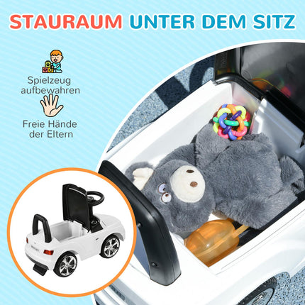 Weißes Rutschauto für Kinder – mit Hupe & Kippschutz, ab 18 Monaten