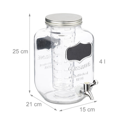 Distributeur de boissons avec insert à fruits 4 L