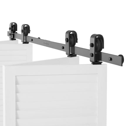 Bi-Fold Barn Door Track Kit, 60 in Top Mount, Black, 330 lb