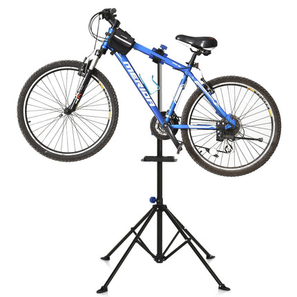 Fahrradmontageständer mit Ablage, verstellbar, vierbeinig, schwarz