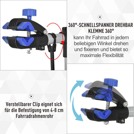 Fahrradmontageständer mit Ablage, verstellbar, vierbeinig, schwarz
