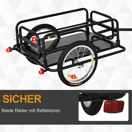 Bicycle Cargo Trailer, Steel Frame, 40 kg Capacity, Black