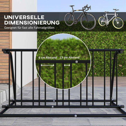 Support à vélos, support multiple, résistant aux intempéries, jusqu'à 6 vélos de chaque côté, 155 x 100 x 75 cm, acier