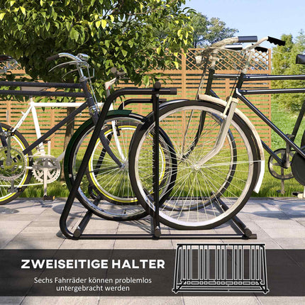 Support à vélos, support multiple, résistant aux intempéries, jusqu'à 6 vélos de chaque côté, 155 x 100 x 75 cm, acier