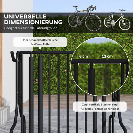Fahrradständer aus schwarzem Stahl, wetterfest, für 4 Fahrräder
