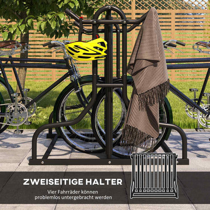 Fahrradständer aus schwarzem Stahl, wetterfest, für 4 Fahrräder