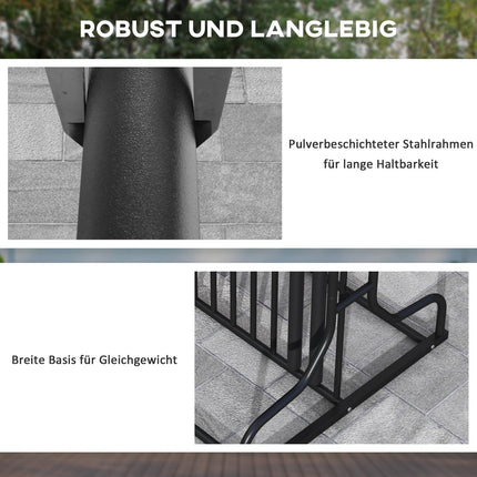 Fahrradständer aus schwarzem Stahl, wetterfest, für 4 Fahrräder