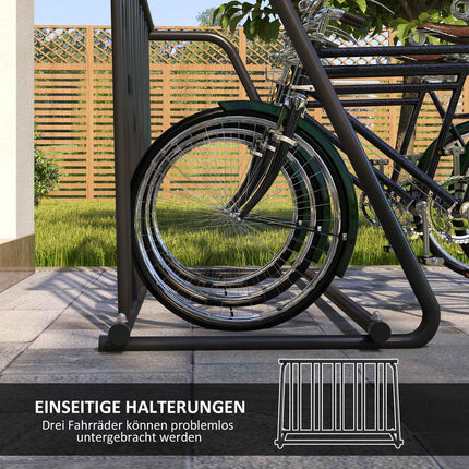 Fahrradständer, wetterfester Stahl, hält bis zu 3 Fahrräder