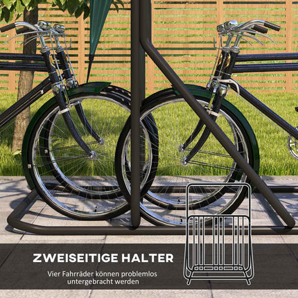 Steel bike rack - weather resistant, holds 4, black