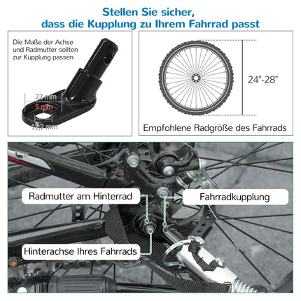Fahrradanhänger & Kinderwagen, 360° schwenkbar, Stahlrahmen, blau/schwarz