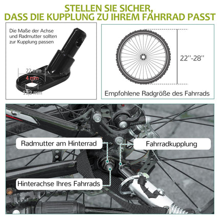 Fahrrad-Kinderwagen, 360° drehbar, Grün/Schwarz