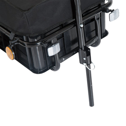 Remorque de vélo, remorque de transport pour vélo, capacité de charge de 40 kg, chariot à main en acier, tissu Oxford noir, 144 x 59 x 80 cm