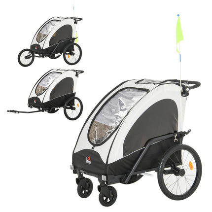 3-in-1 Kinderfahrradanhänger und Jogger, Aluminium, 2 Sitze
