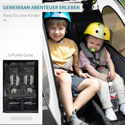 3-in-1 Kinderfahrradanhänger und Jogger, Aluminium, 2 Sitze