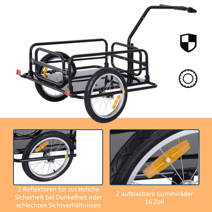 Fahrradanhänger, 40 kg Traglast, faltbar, schwarz